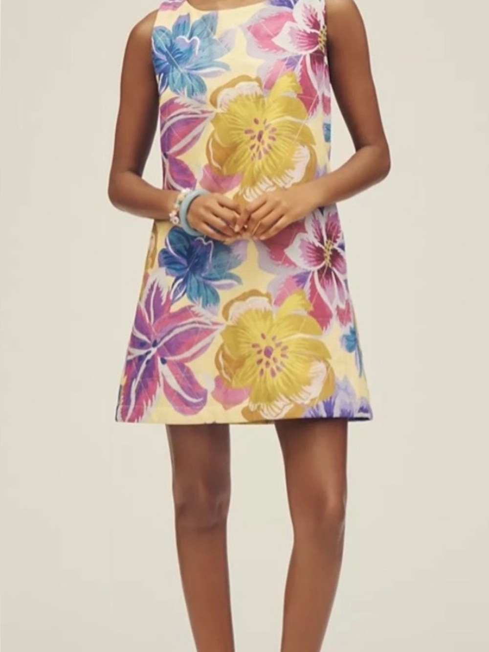 Farm by Anthropologie Floral Satin Dress - Yellow & Purple